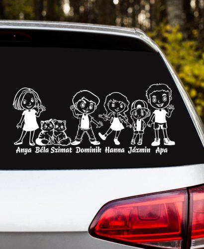 Anya, Cicák, Nagyfiú, Nagylány, Lány, Apa autósmatrica