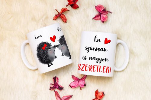 Szerelmes Sünis bögre egyedi névvel