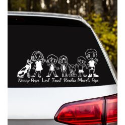   Apa,Anya, nagyfiú, nagylány, fiú, fiú baby, mudi kutyus autósmatrica
