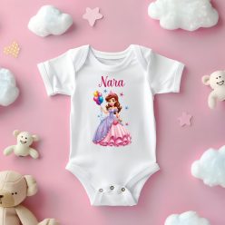 Hercegnős névre szóló baba body - 100% pamut baba body